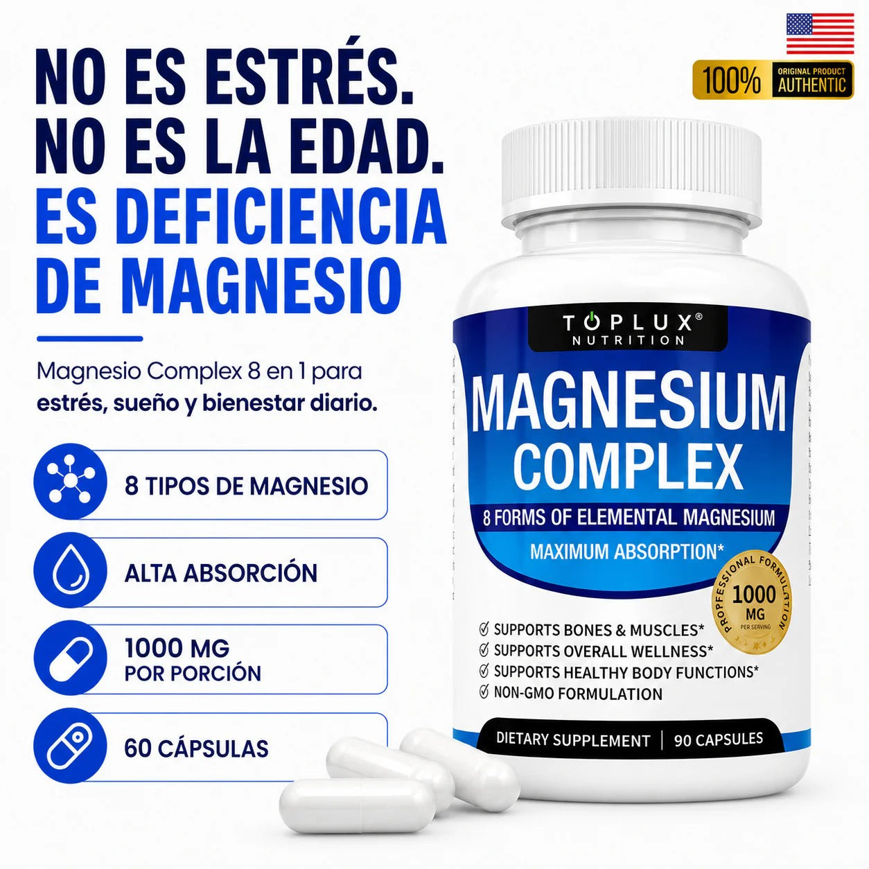 Magnesio de alta absorción 8 en 1