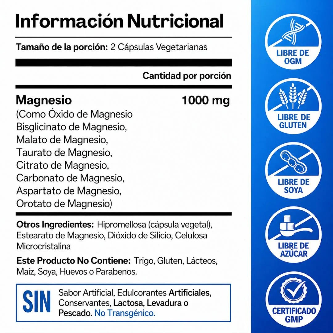 Magnesio de alta absorción 8 en 1