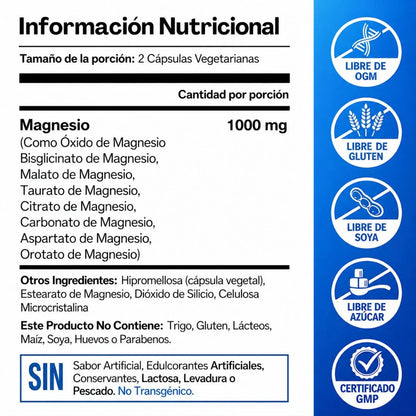 Magnesio de alta absorción 8 en 1